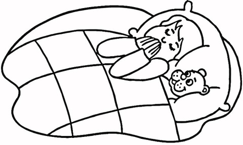 Child Praying In Bed  Coloring Page